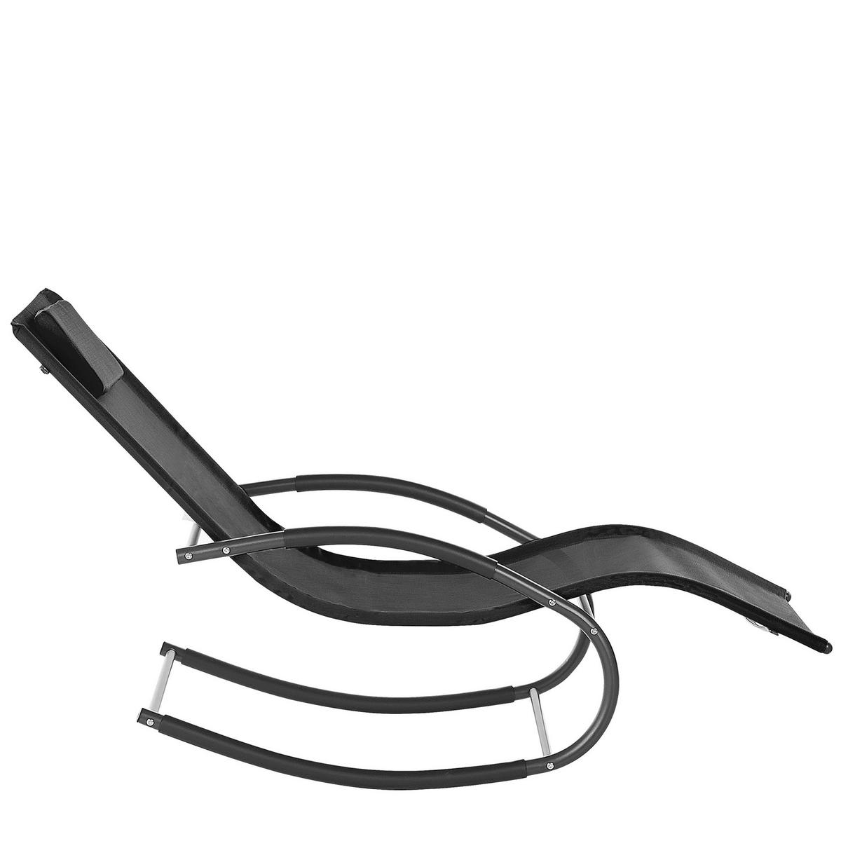GARTENLIEGE Schaukelfunktion Schwarz Carano II - Schwarz, Metall (60/90/155cm) - Beliani
