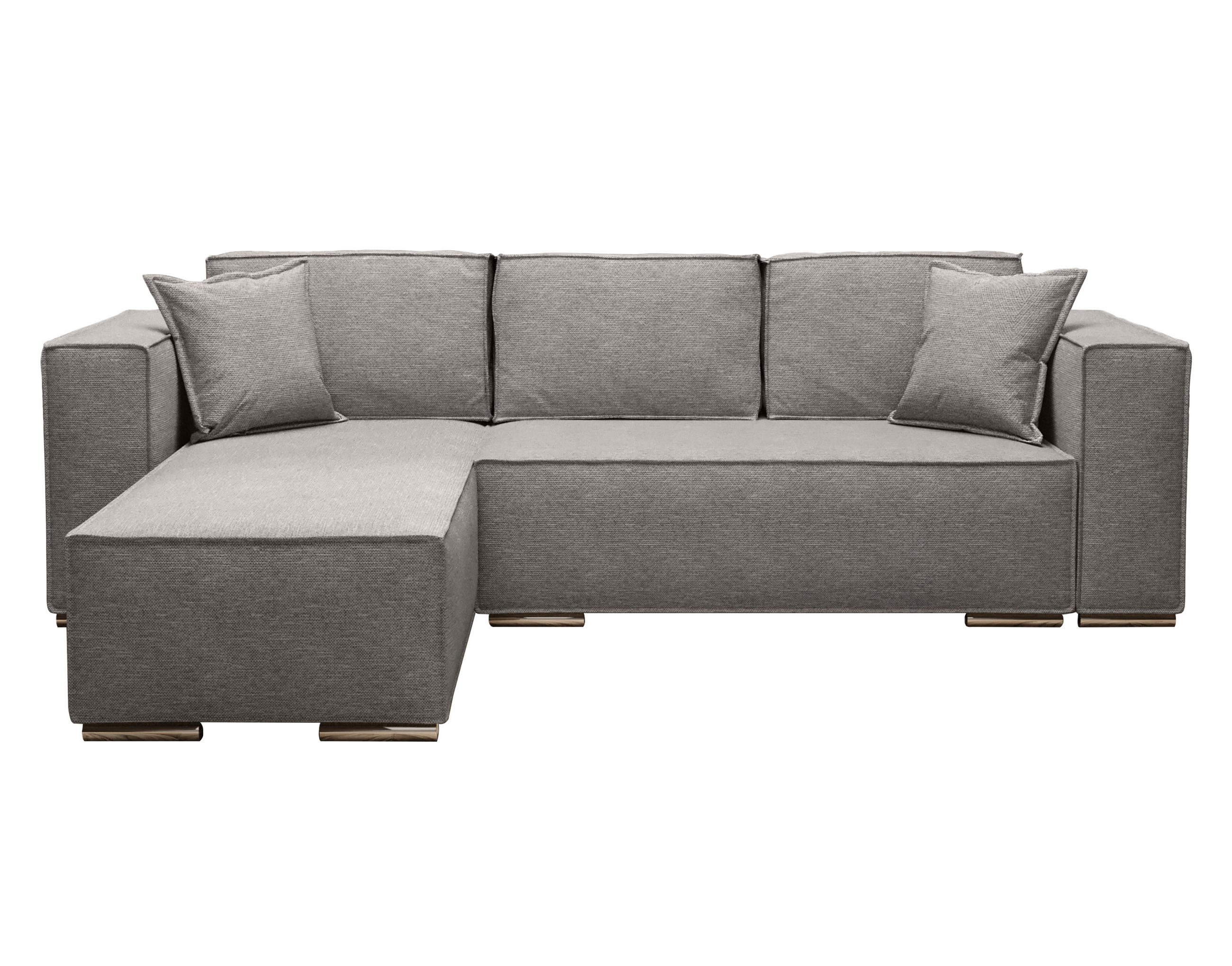 ECKSOFA L Form Vinoria Hellgrau 255/180/82 cm Links mit Schlaffunktion - Chromfarben/Hellgrau, Textil/Metall (180/255cm) - AX Living