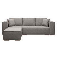 ECKSOFA L Form Vinoria Hellgrau 255/180/82 cm Links mit Schlaffunktion - Chromfarben/Hellgrau, Textil/Metall (180/255cm) - AX Living
