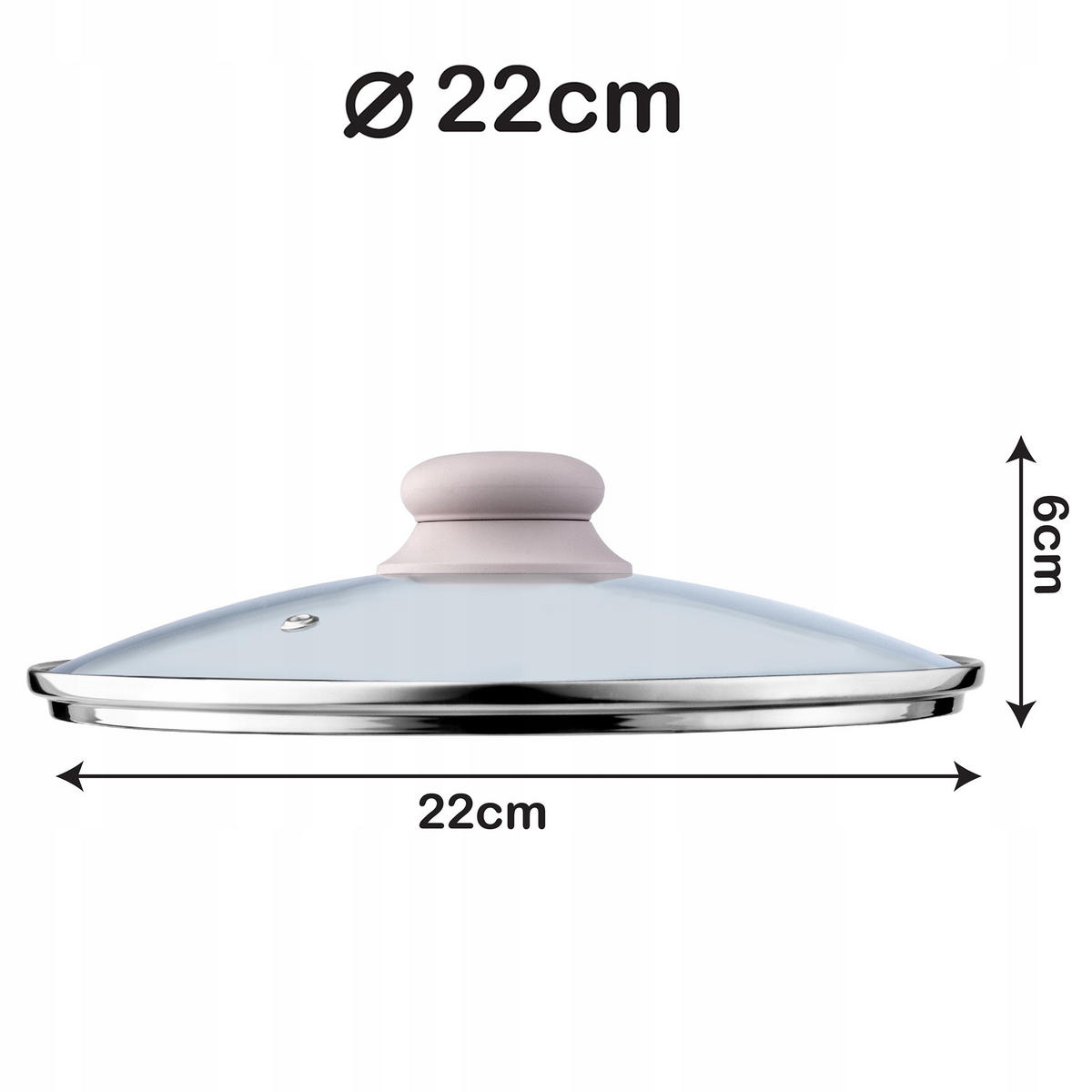 DECKEL mit Beige Silikongriff, 22 cm - Transparent, Glas (22cm) - KADAX