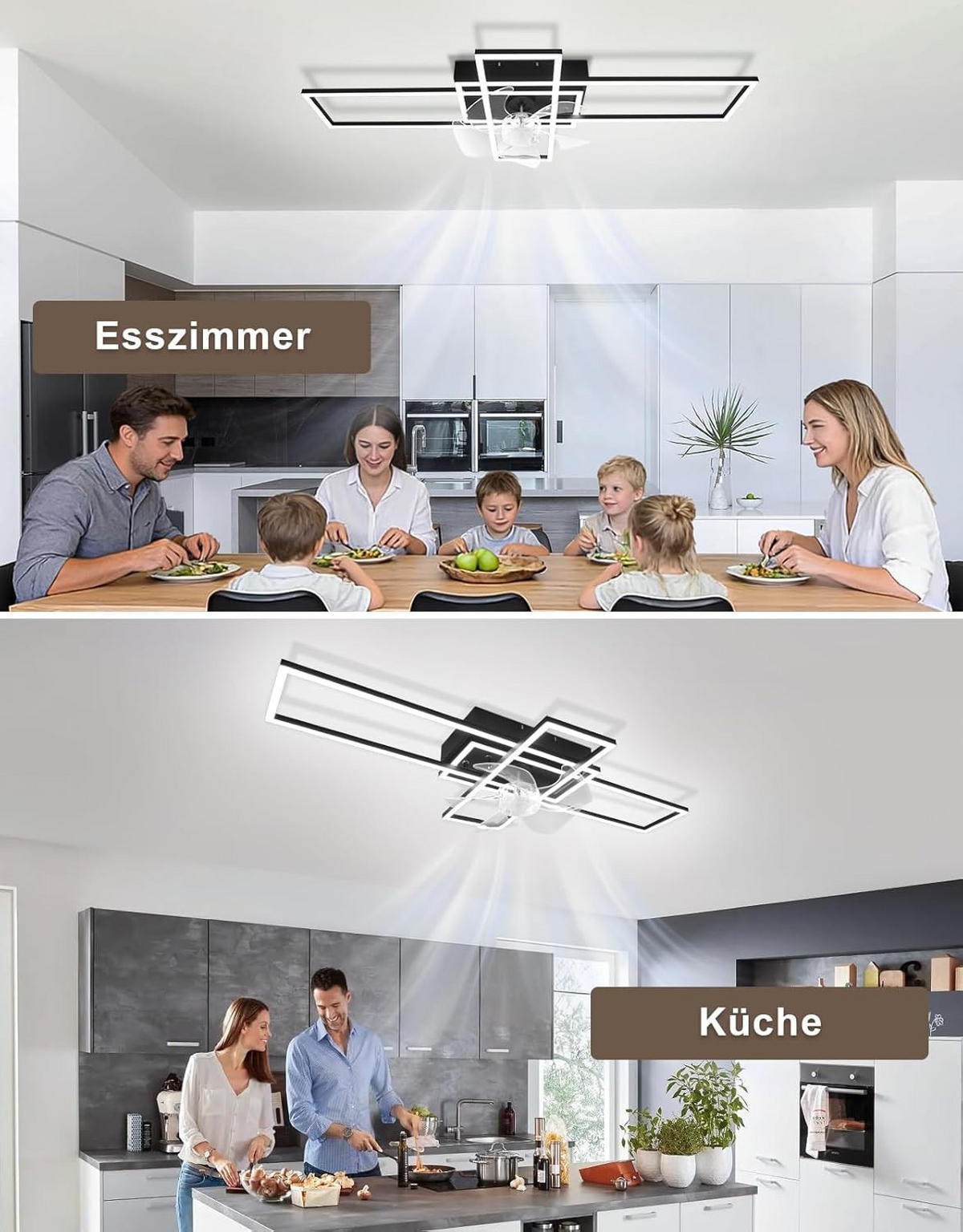 LED DECKENVENTILATOR 42/94/15.5cm - Schwarz, Metall (94/42/15.5cm) - Nettlife