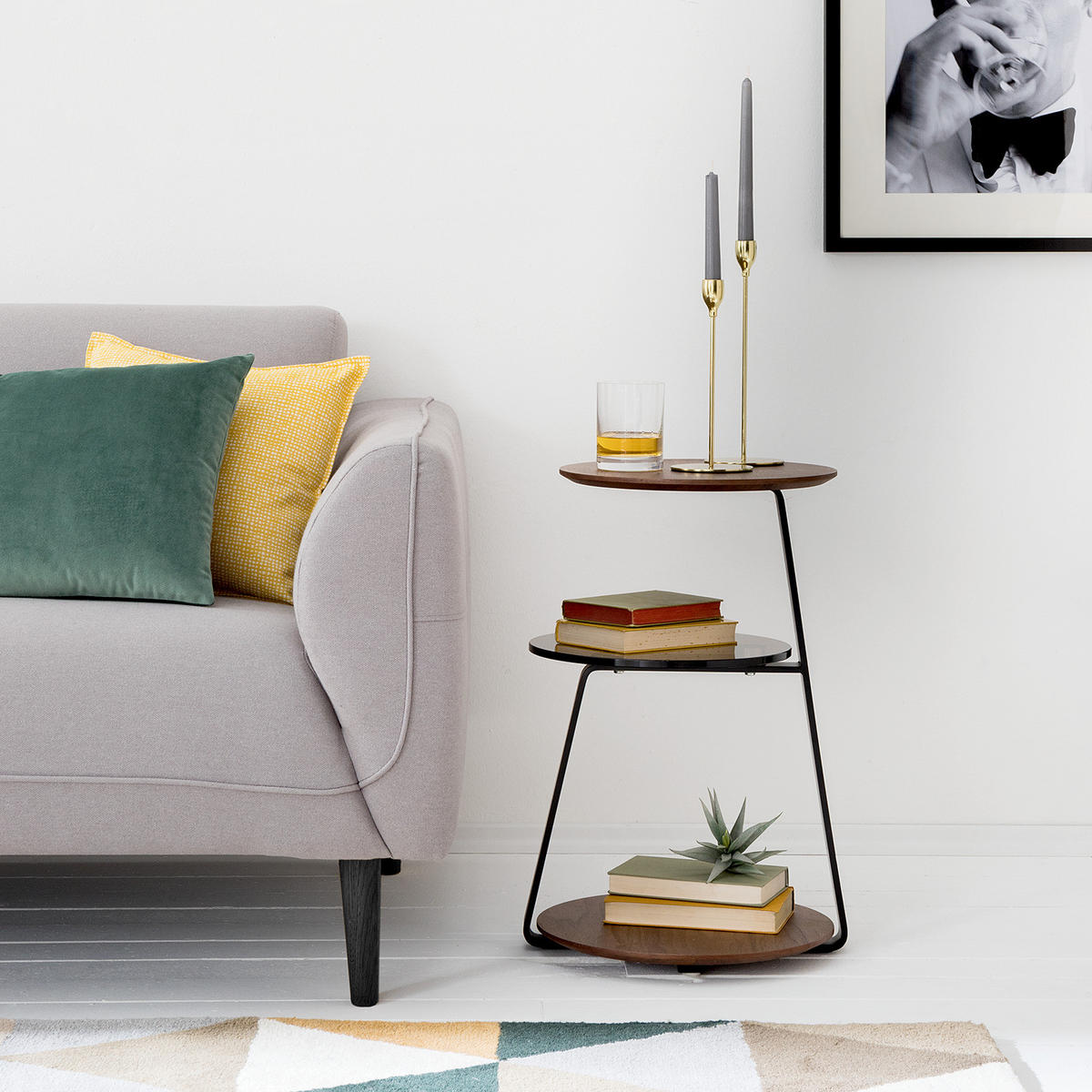 BEISTELLTISCH - Echtholzfurnier / Stahl - Braun, Metall (39/39/58cm) - home24