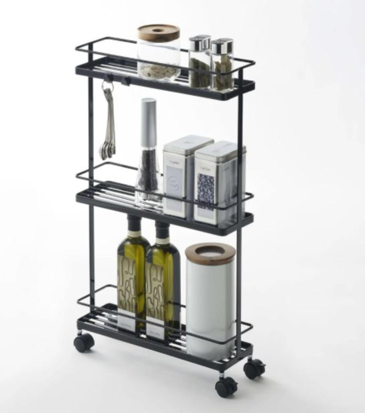 ROLLWAGEN aus Stahl - Schwarz - 38/12/66 cm - Schwarz, Metall (12/66/38cm) - Yamazaki