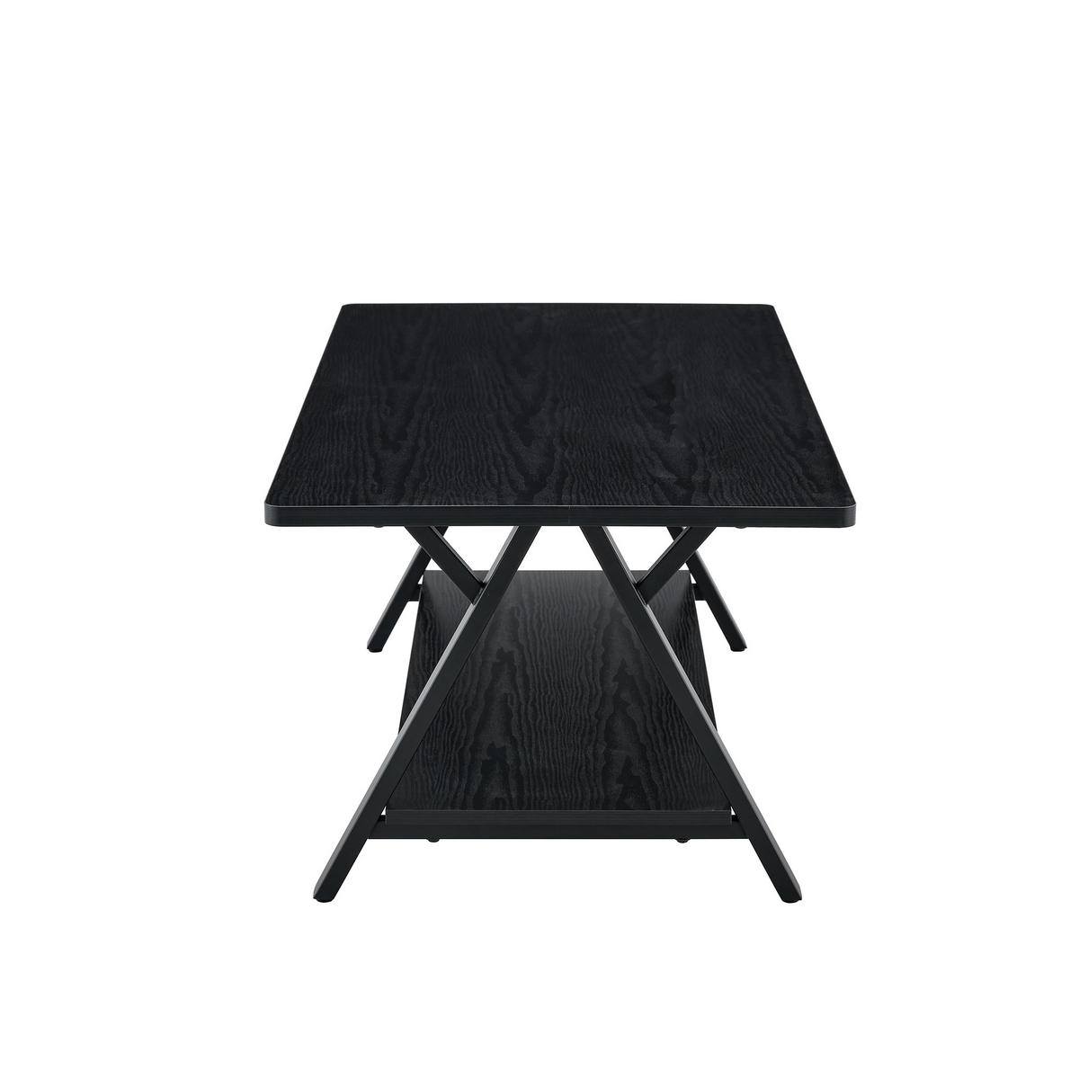 COUCHTISCH 110/57/44,5 cm schwarz aus MDF mit Ablage und Metallgestell - Schwarz, Holzwerkstoff (110/57/44.5cm) - OKWISH
