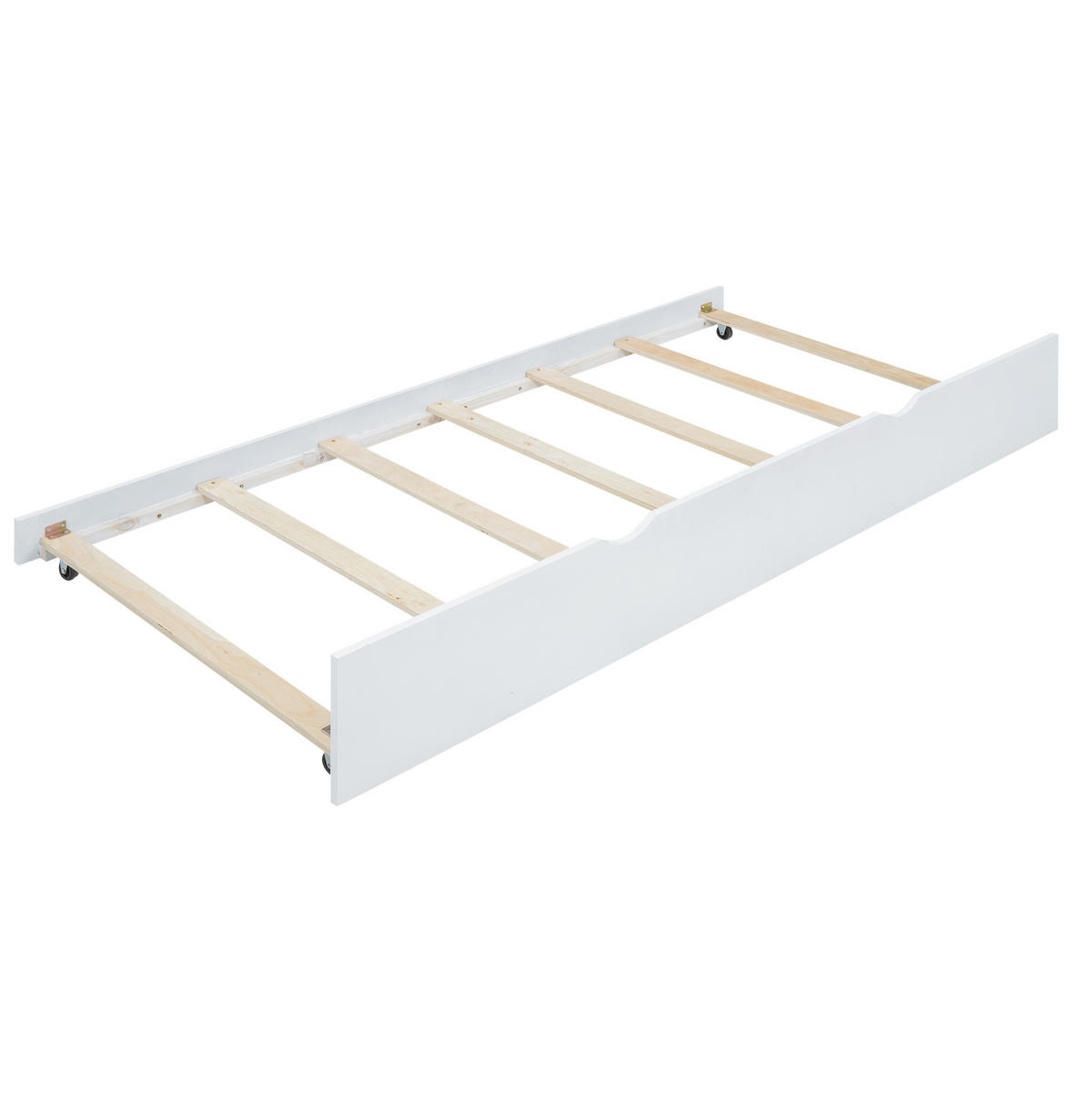 KINDERBETT 90/200 cm aus Kiefer und MDF mit Ausziehbett, Schreibtisch und 3 Seitenregalen Weiß - Weiß, Holzwerkstoff (90/200cm) - Modenvie