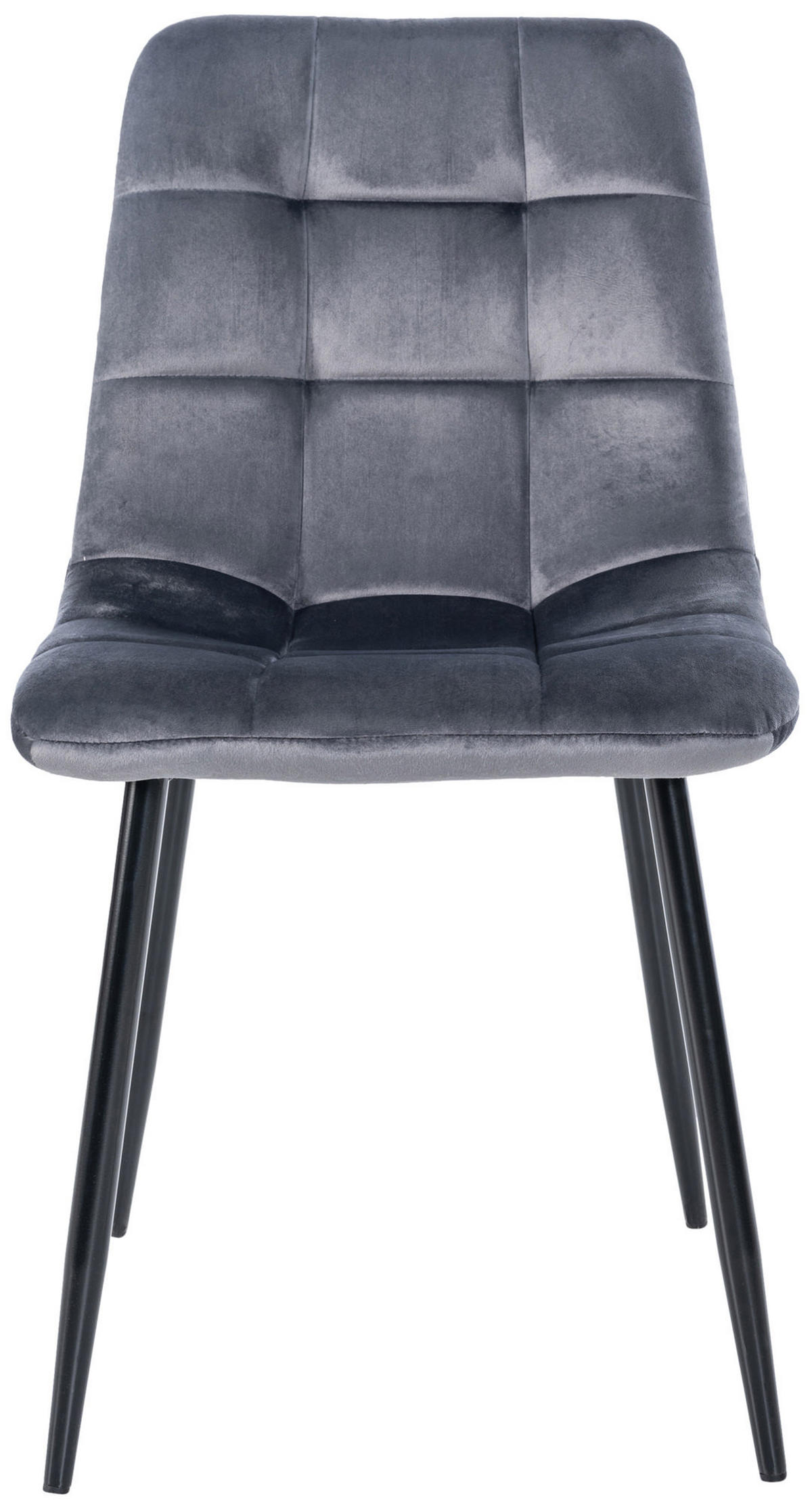 ESSZIMMERSTUHL Atina Samt, Gestell Metall Schwarz Dunkelgrau - Dunkelgrau/Schwarz, Textil/Metall (45/84/55cm) - TPFLiving