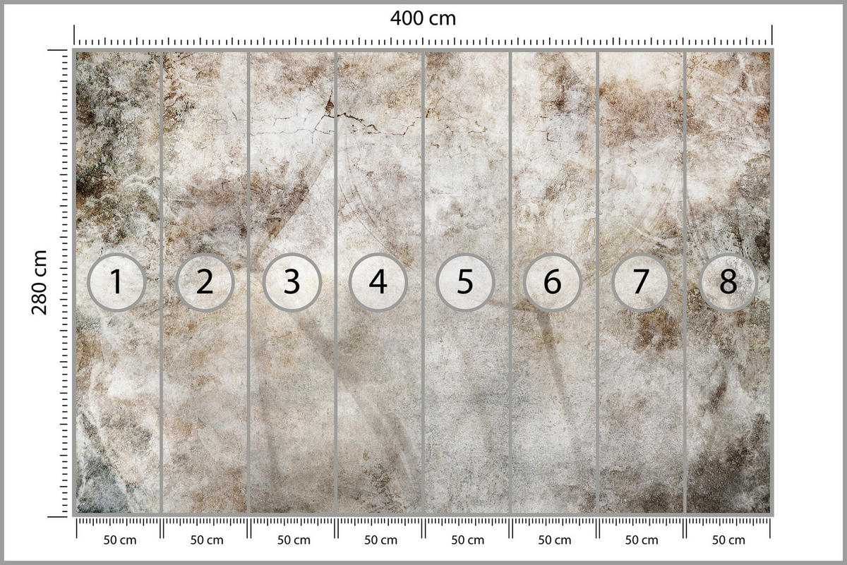 FOTOTAPETE für Schlafzimmer Abstraktion Löwenzahnsamen Beton Retro Beige 400x280 - Beige/Braun, Papier (400/280cm) - Muralo