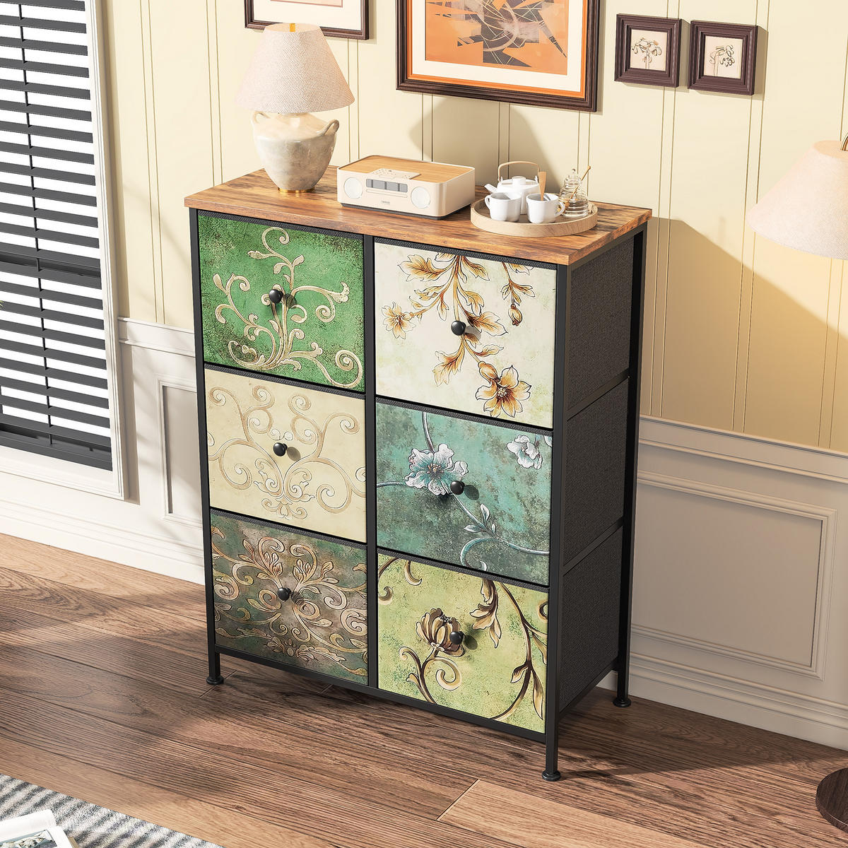 KOMMODE 6 Schubladen Metallrahmen Stauraum multicolor - Multicolor, Holz (30/86.5/67.5cm) - LEBENLANG