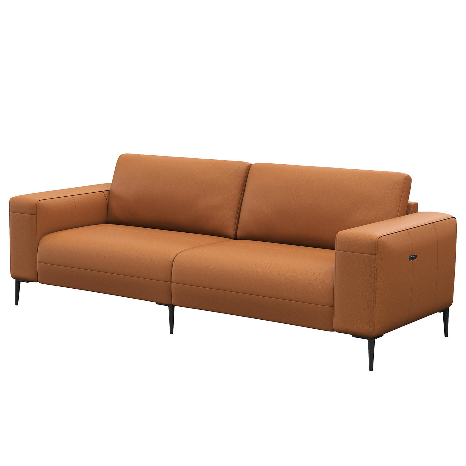 3-SITZER SOFA - Cognac/Schwarz, Leder/Metall (225/77/88cm) - home24