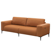 3-SITZER SOFA - Cognac/Schwarz, Leder/Metall (225/77/88cm) - home24