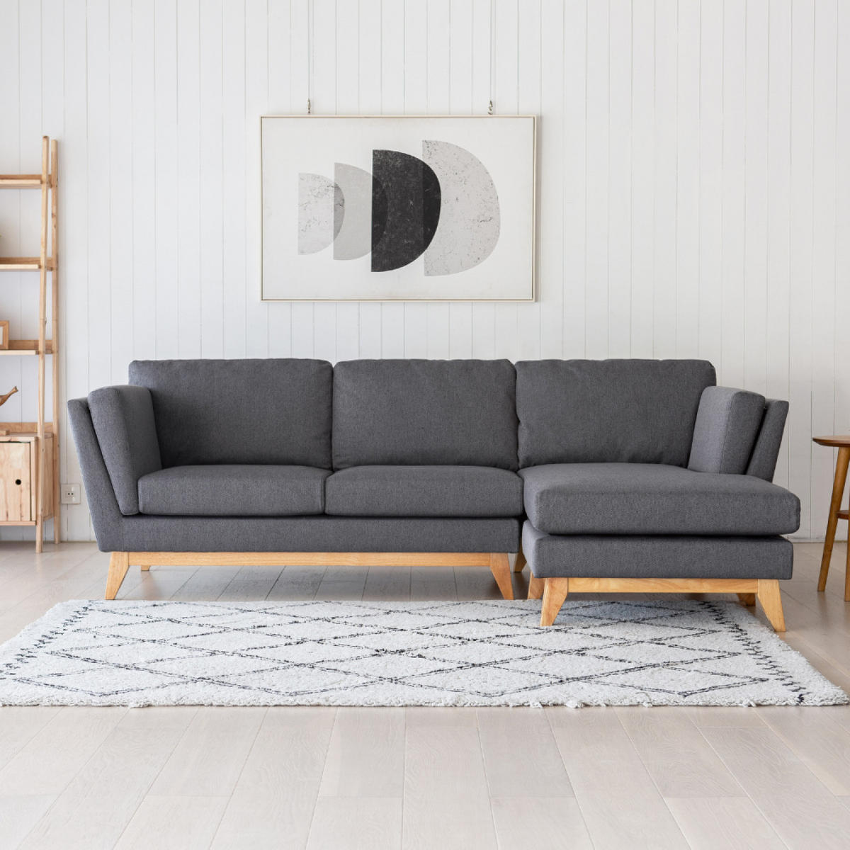 ECKSOFA norden grau 4-sitzer stoff - Grau, Holz (248/170cm) - Concept Usine