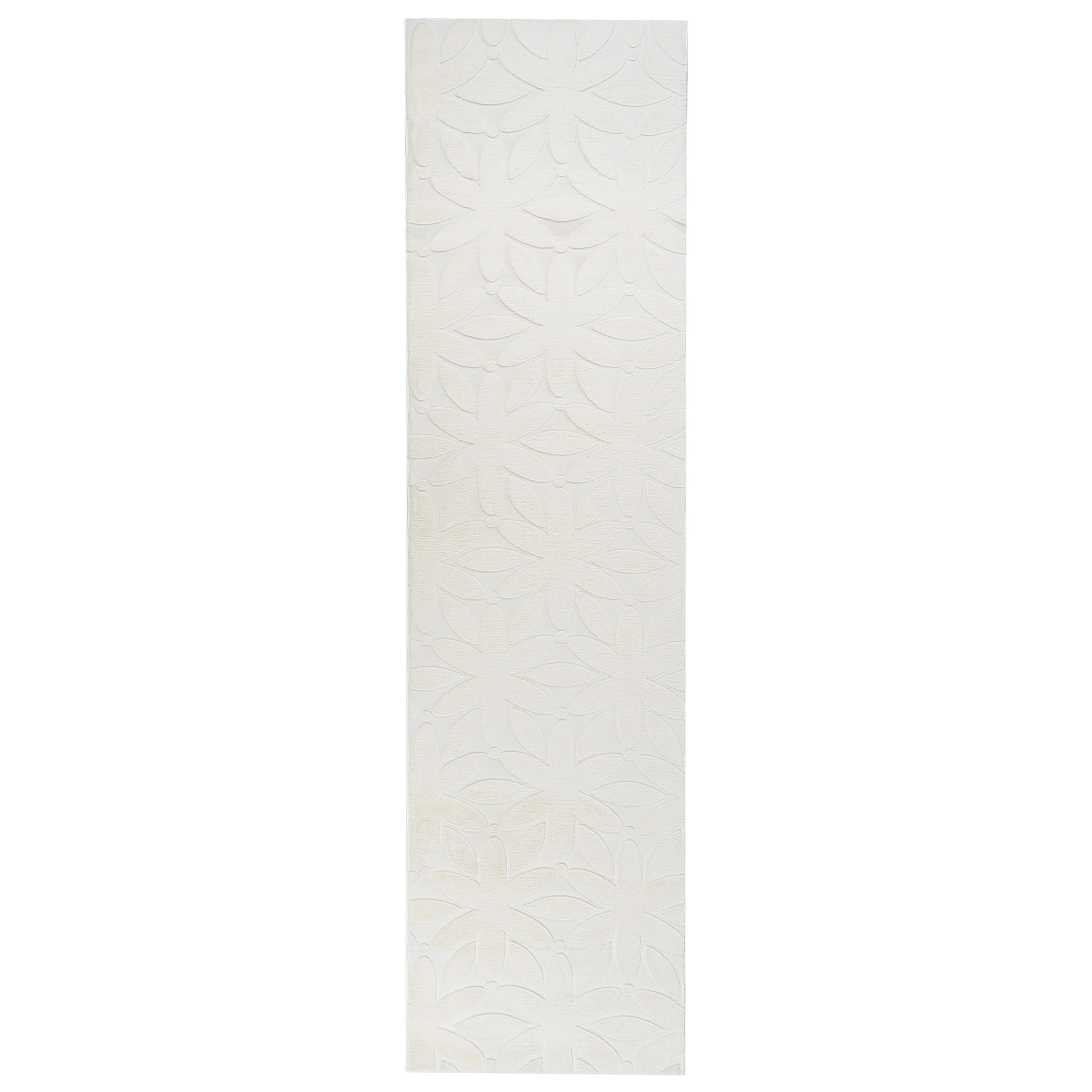 TEPPICH Cremeweiß 80/300 cm Hood - Creme/Weiß, Textil (80/300cm) - Beliani