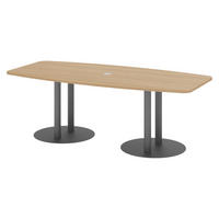 KONFERENZTISCH klein KT22 103/220/74 cm in Eichefarben/Säule in Graphitfarben - Eichefarben/Graphitfarben, Holzwerkstoff (103/220/74cm) - bümö