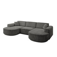 WOHNLANDSCHAFT MARI-U1-v3 - 303x171x83 cm Dunkelgrau Velours - Dunkelgrau/Schwarz, Holzwerkstoff/Kunststoff (303/83/171cm) - ALTDECOR