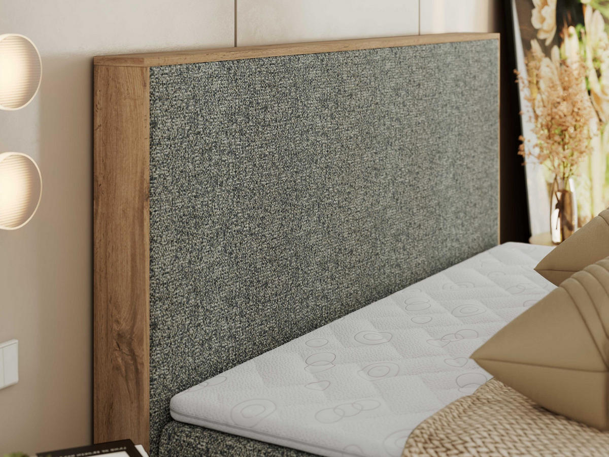 BOXBETT WOOD CLASSIC 140/200 - Grau Strukture - H4 - Grau, Textil (140/200cm) - MKS