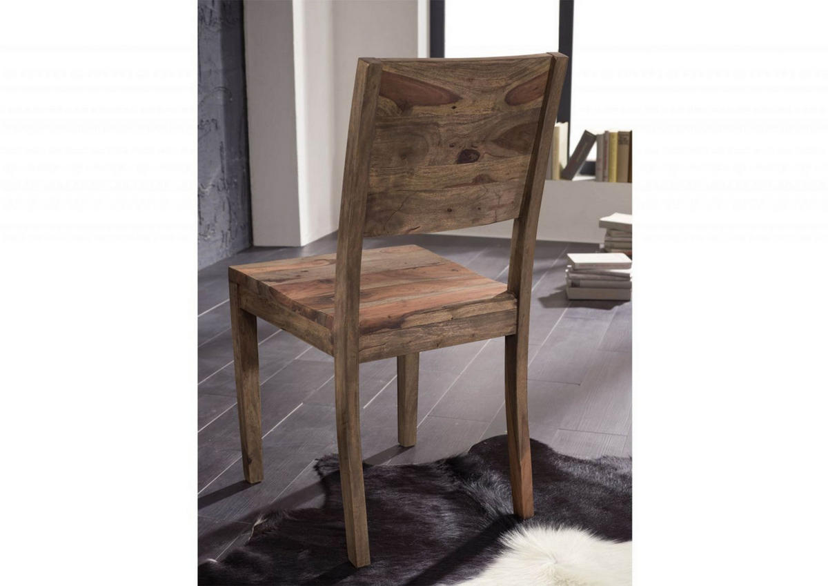 STUHL Massivholz 45 x 45 x 90 cm grau NATURE GREY #705 - Grau, Holz (45/90/45cm) - Massivmoebel24