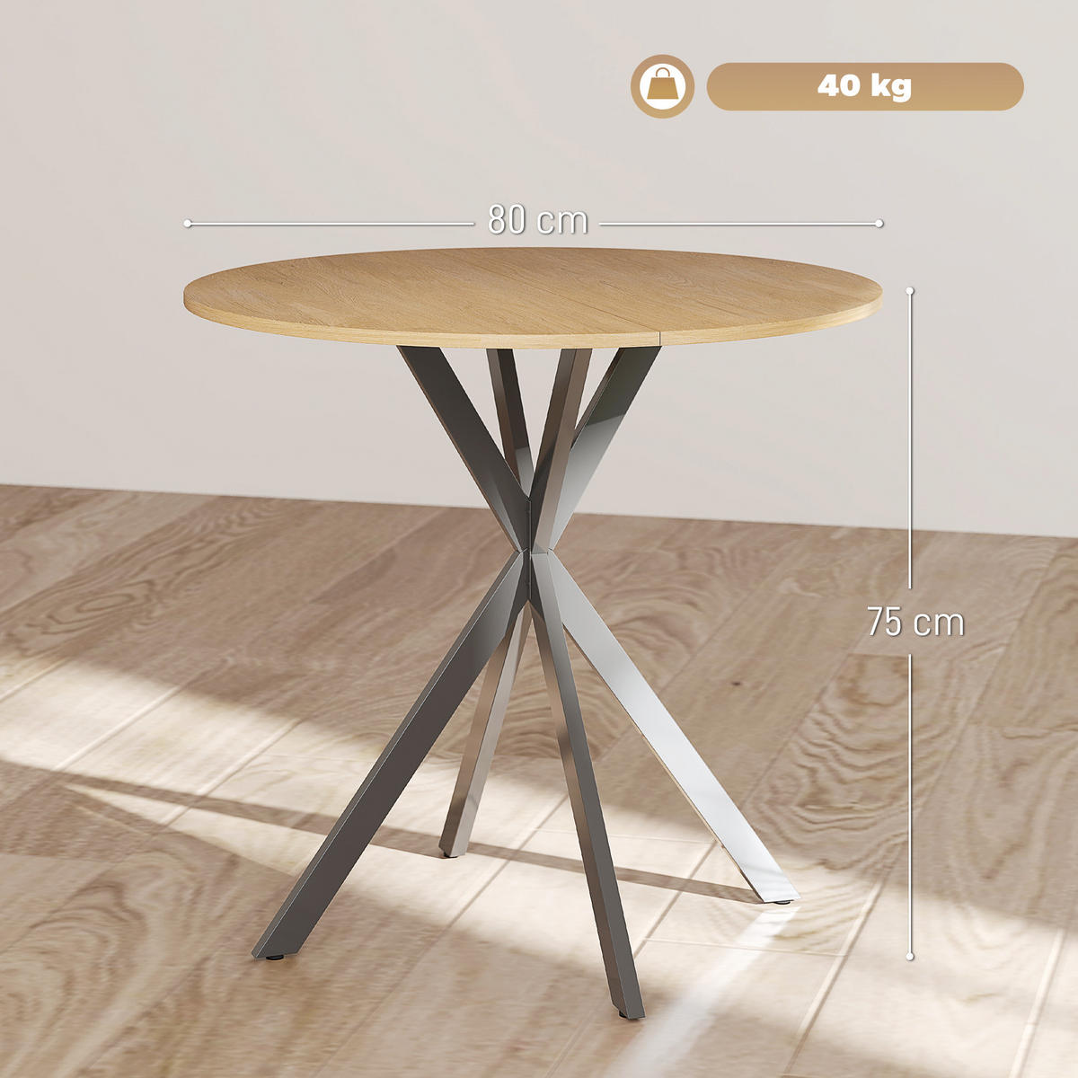 ESSTISCH Eichefarben 80.0/80.0/75.0cm - Eichefarben, Holzwerkstoff (80/80/75cm)