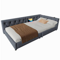 POLSTERBETT mit LED-Beleuchtung 90/200 cm mit gepolstertem Kopfteil und Lattenrost - Grau, Textil (90/200cm) - BEAOK