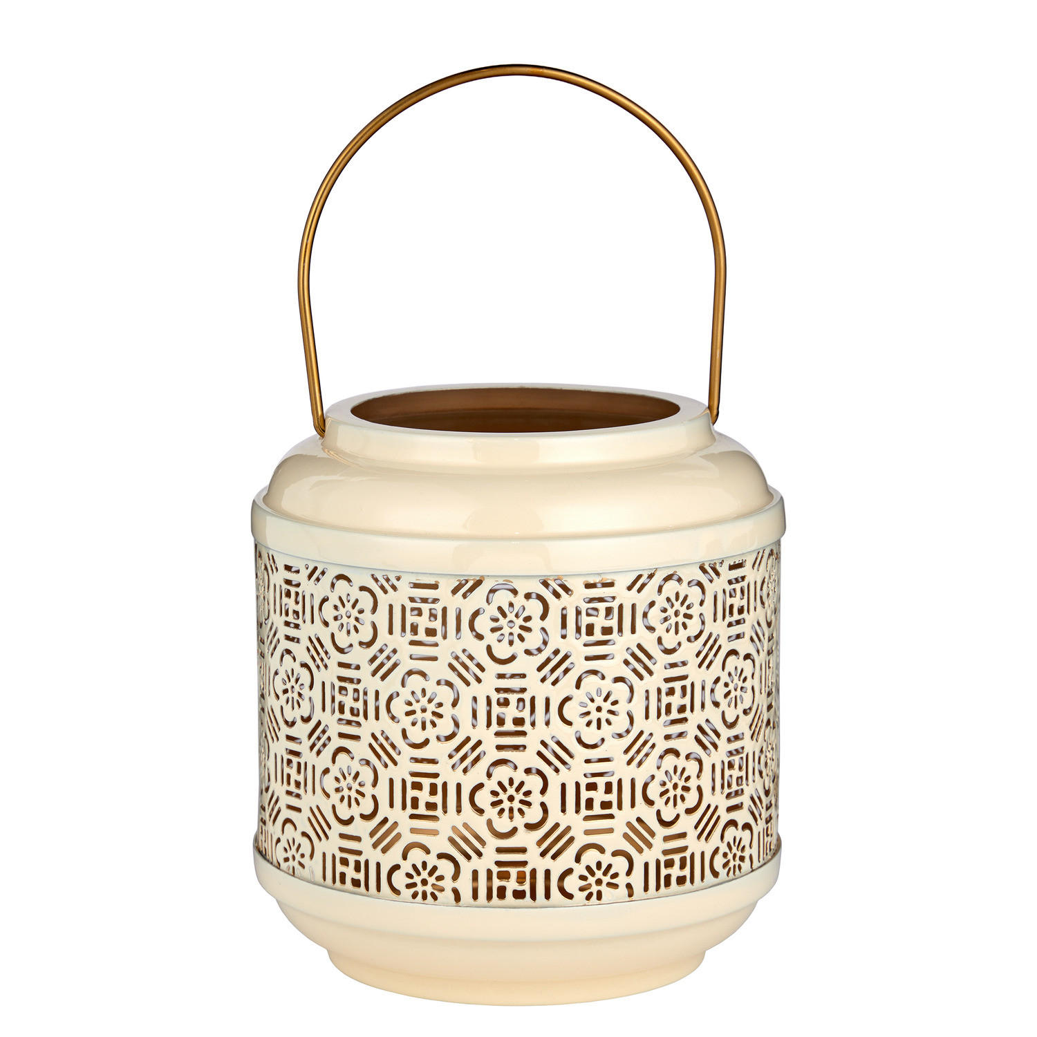 LATERNE Wabi Sabi Blumen - Eisen - Creme, Metall (15/16/15cm) - Butlers