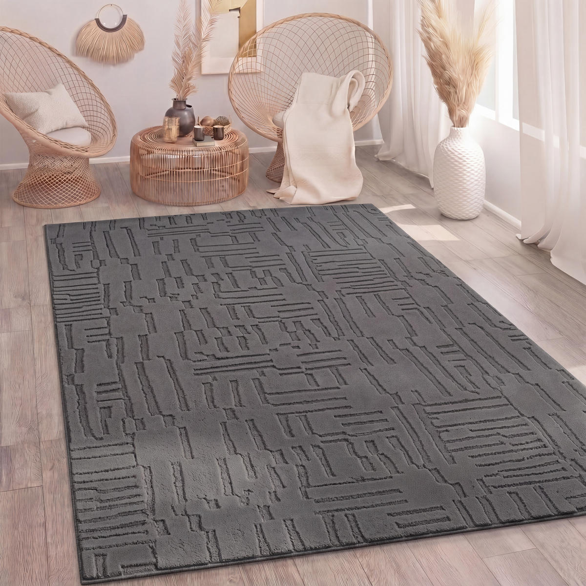HOCHFLORTEPPICH 160/220 cm Tokio 476 - Anthrazit, Textil (160/220cm) - Paco Home