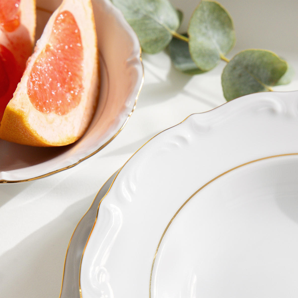 SALATSCHÜSSEL Chodziez MARIA TERESA 6-tlg Porzellan mit Goldrand, Weiß / Gold - Goldfarben/Weiß, Keramik (15cm) - KONSIMO®