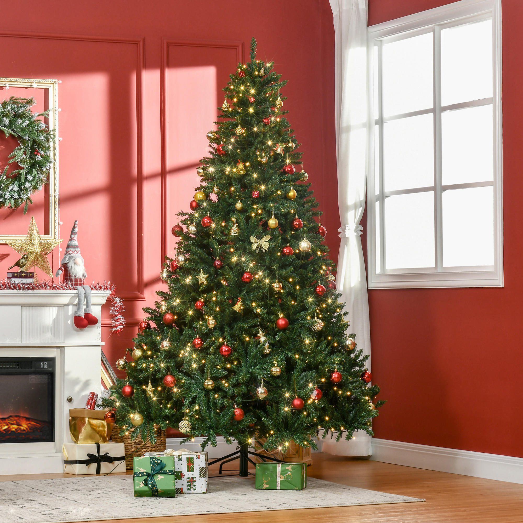 KÜNSTLICHER Weihnachtsbaum, 210 cm Christbaum mit 2154 Spitzen, 700 LED-Leuchte - Grün, Kunststoff (210cm) - HOMCOM