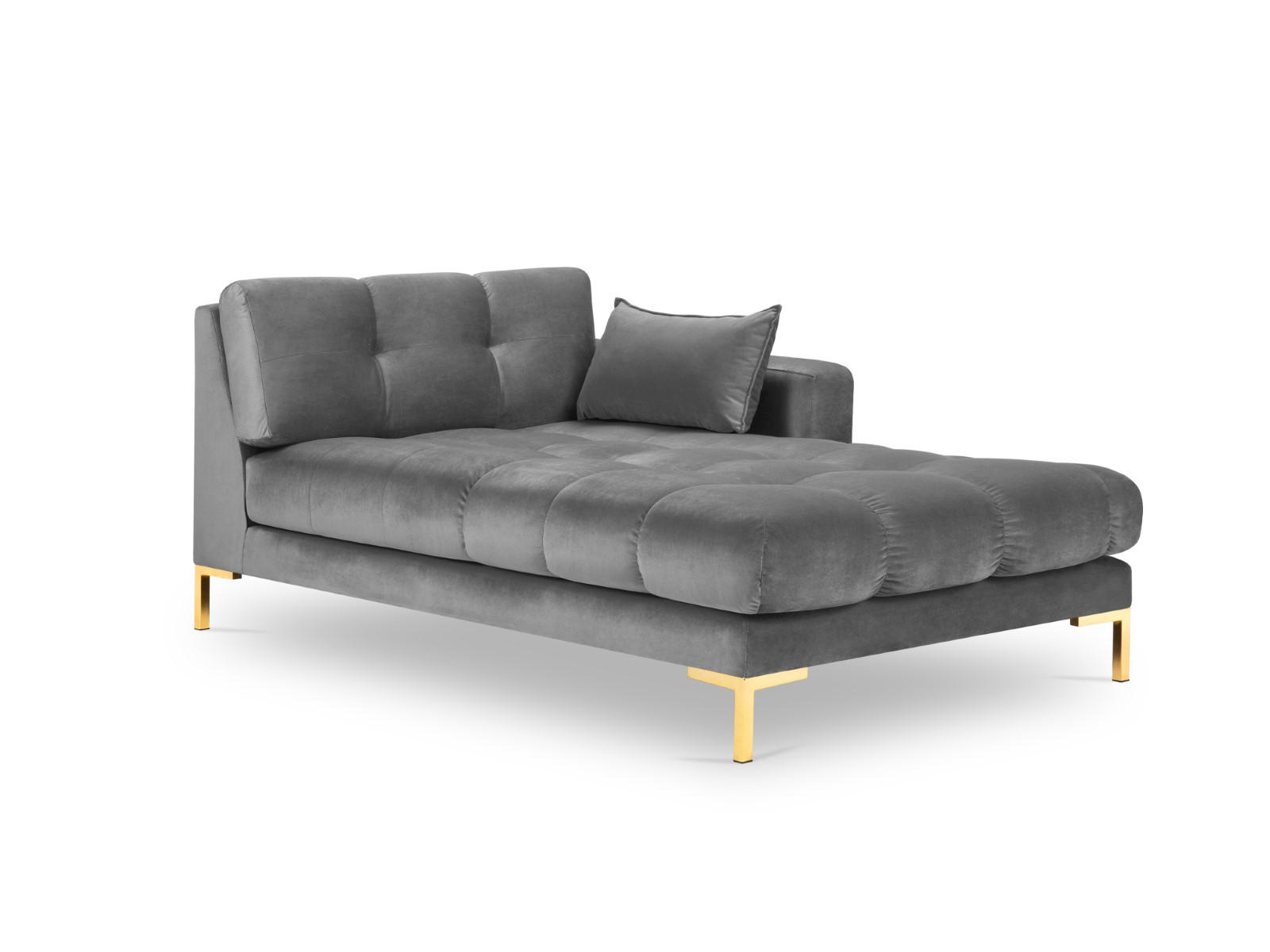 CHAISELONGUE rechts Mamaia aus Samt hellgrau - Hellgrau, Textil (102/75/185cm) - Micadoni