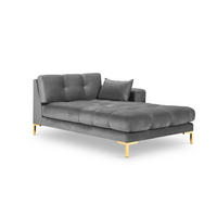 CHAISELONGUE rechts Mamaia aus Samt hellgrau - Hellgrau, Textil (102/75/185cm) - Micadoni
