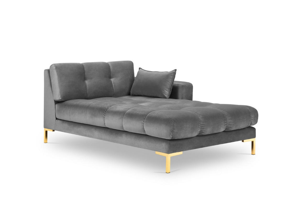 CHAISELONGUE rechts Mamaia aus Samt hellgrau - Hellgrau, Textil (102/75/185cm) - Micadoni