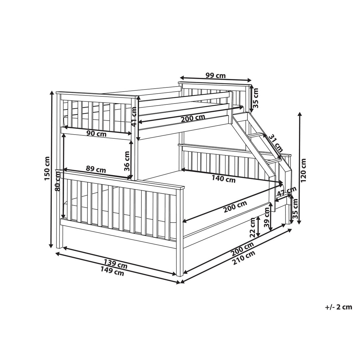 HOCHBETT 90-140/200 cm Hellbraun Bierne - Hellbraun, Holz (140/200cm) - Beliani