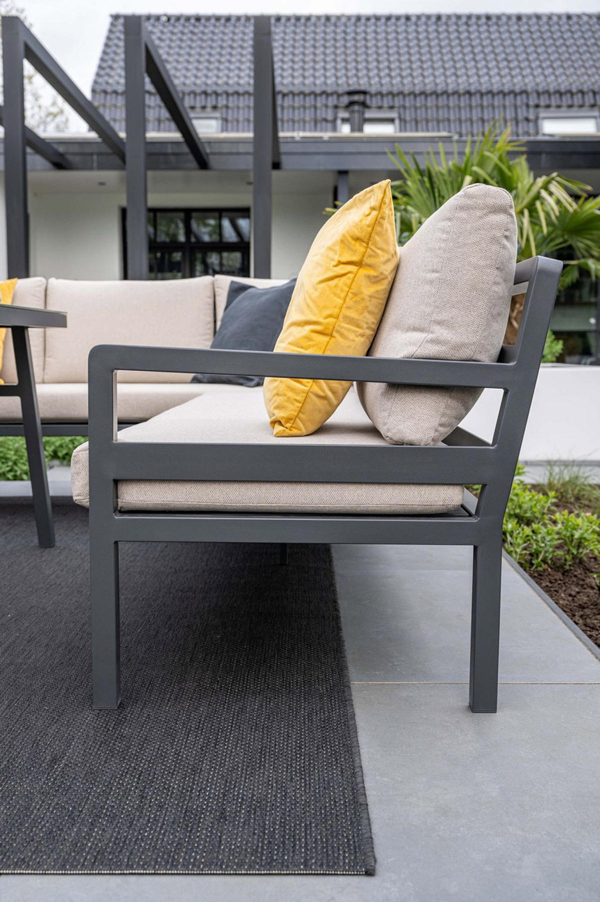 GARTENLOUNGESET Corsica 4-tlg., Premium Dining Ecklounge Set, Gartenmöbelset - Anthrazit, Metall - GARDEN IMPRESSIONS