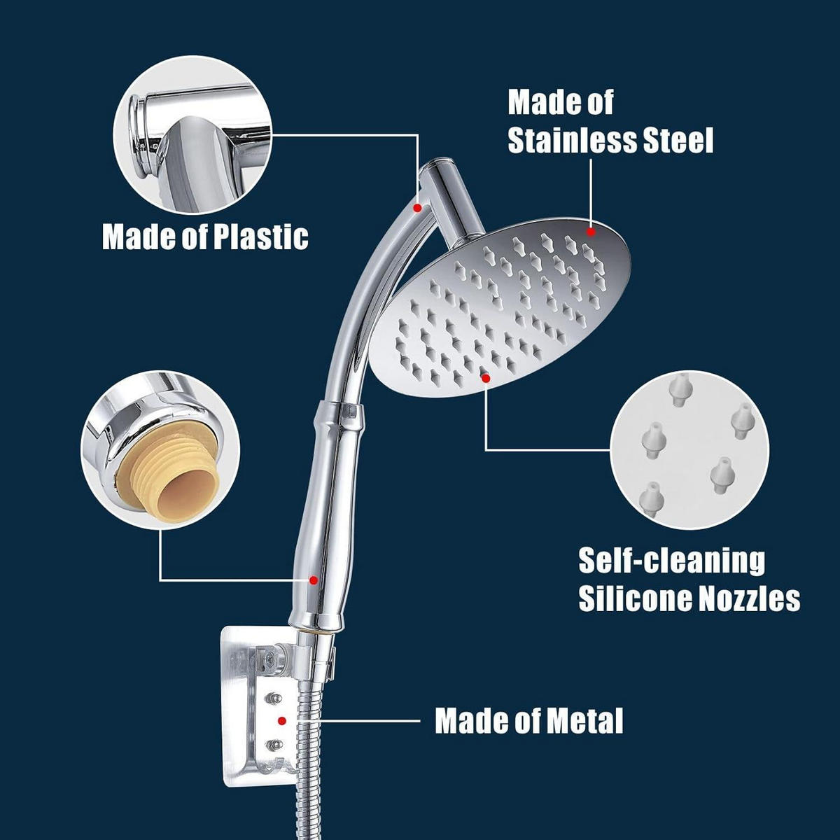 DUSCHKOPF-SET mit Handbrause und Regenduschkopf 15 cm Chrom - Silberfarben, Metall (15/3/15cm)