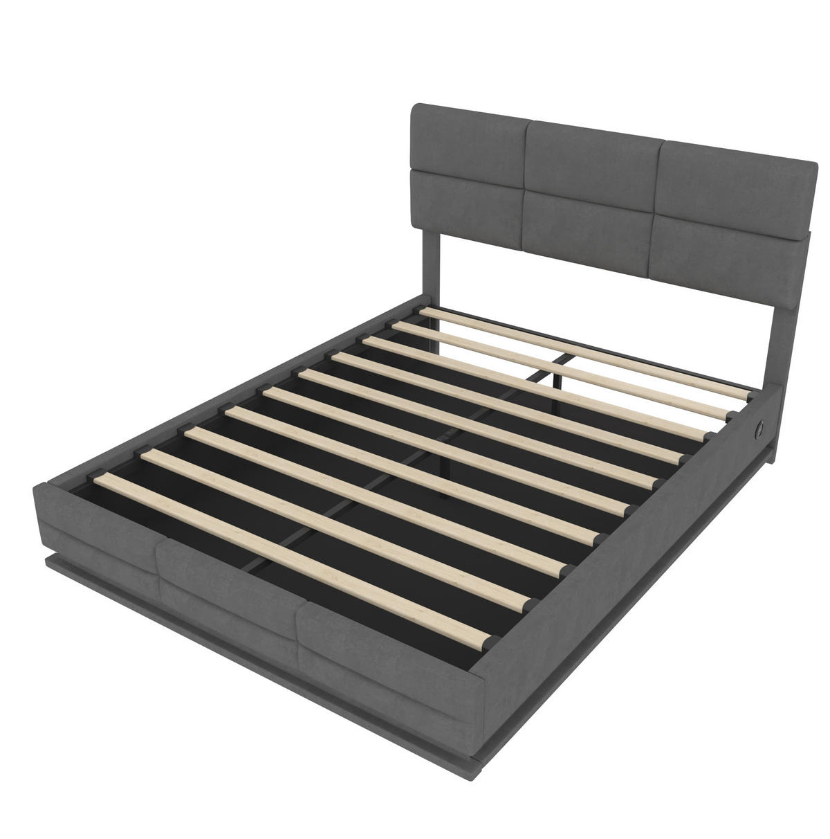 BETT mit Stauraum 140x200 cm Samt Dark Gray - Dunkelgrau, Metall (140/200cm) - Meubliv