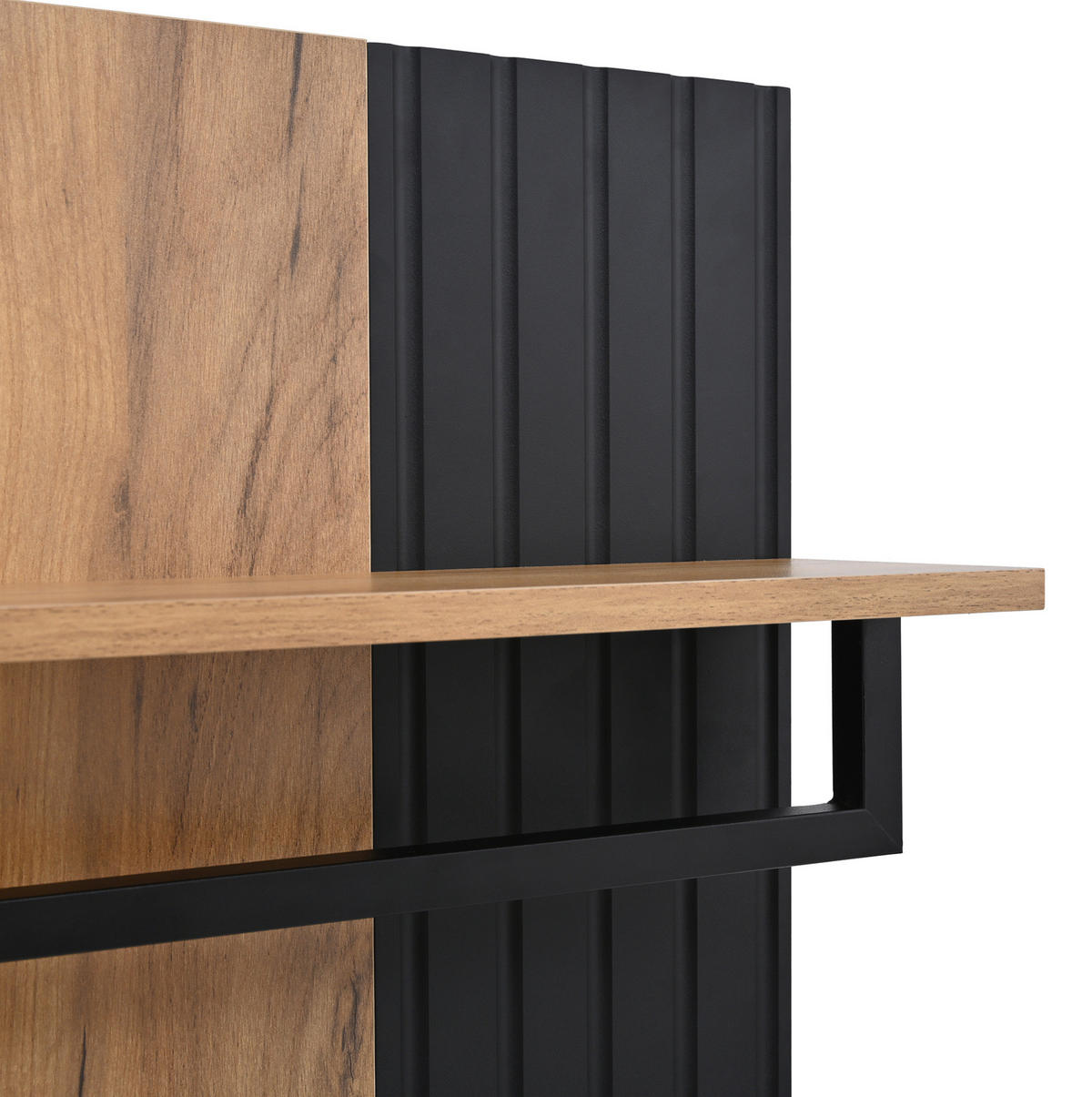 FLURSCHRANK mit Schuhbank 70 x 36 x 146 cm Spanplatte Schwarz/Natur - Schwarz, Holzwerkstoff (36/146/70cm) - Beauniv