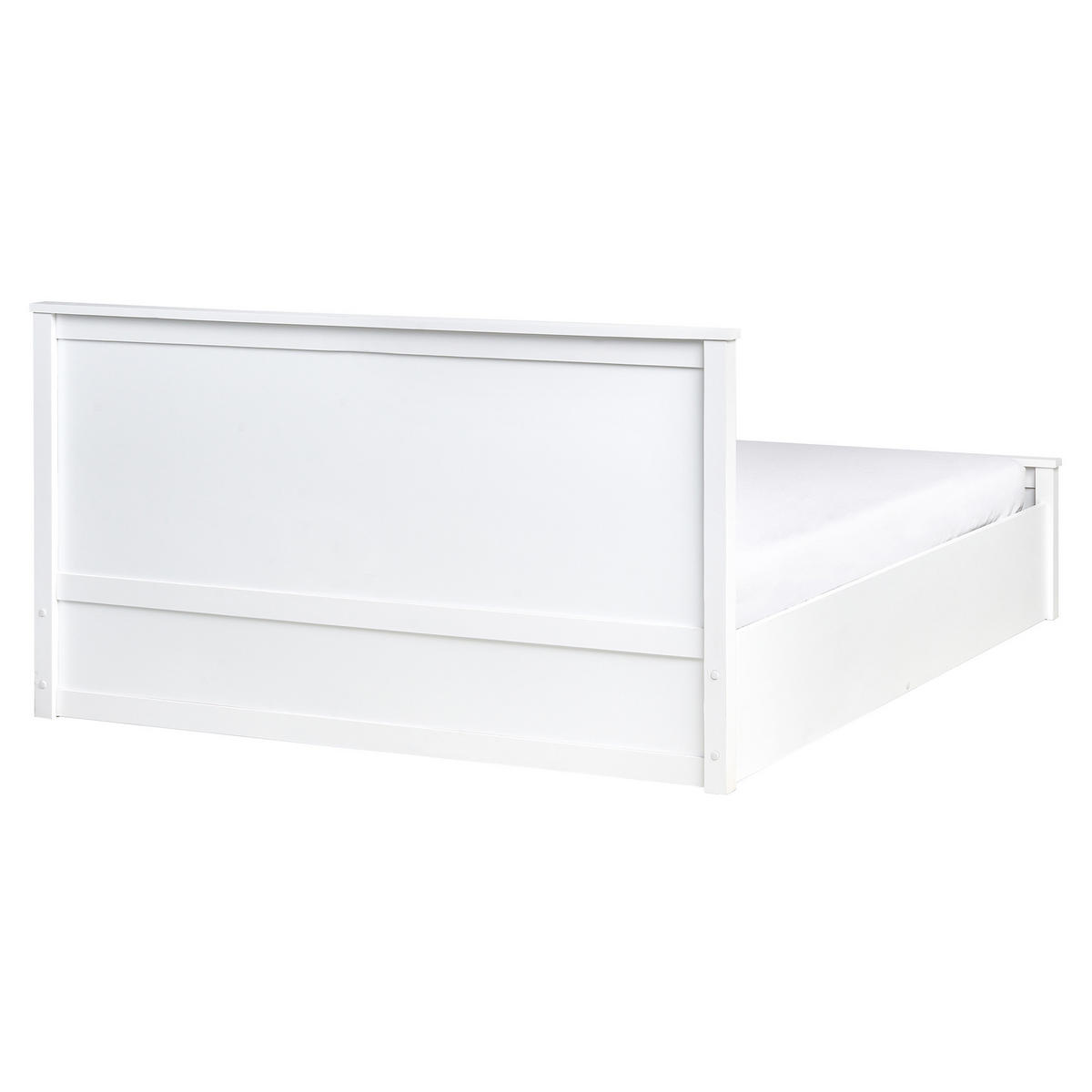 PAT cu spațiu de depozitare 160/200 lemn de pin alb Lambres - alb, lemn (160/200cm) - Beliani