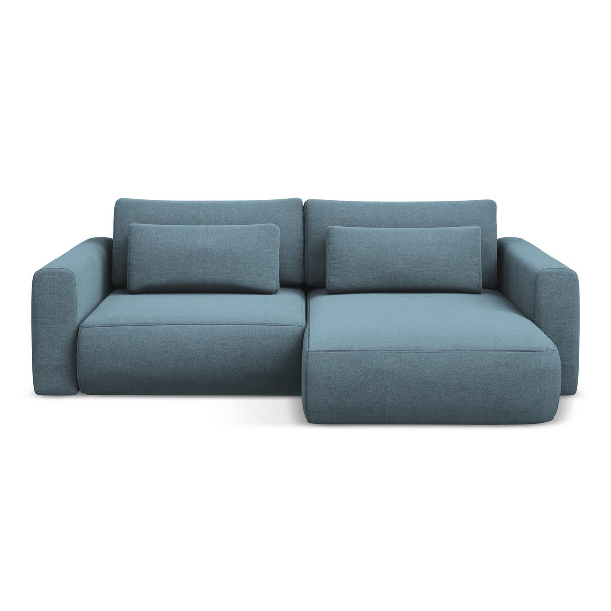 ECKSOFA mit Schlaffunktion Strukturstoff Stoff Blau - Blau/Schwarz, Kunststoff/Textil (240/149cm) - LaMiaSofa
