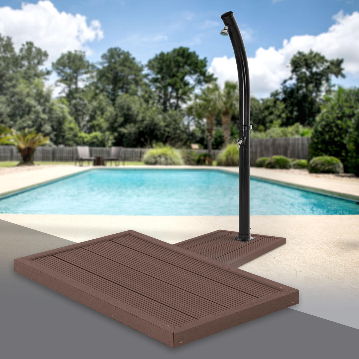 BODENELEMENT FÜR SOLARDUSCHE - Braun, Holzwerkstoff (63/5.5/101cm) - ML-DESIGN
