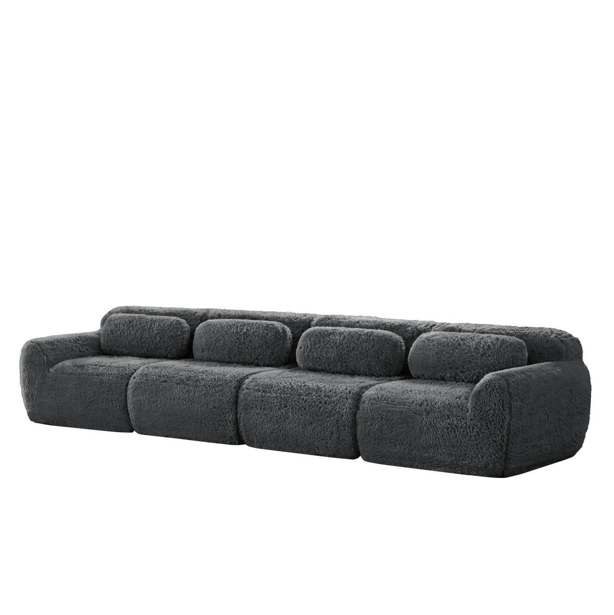 4-SITZER Sofa aus Plüsch mit modularem bonelosem Design Grau - Grau, Textil (104/73/378cm) - Modenvie