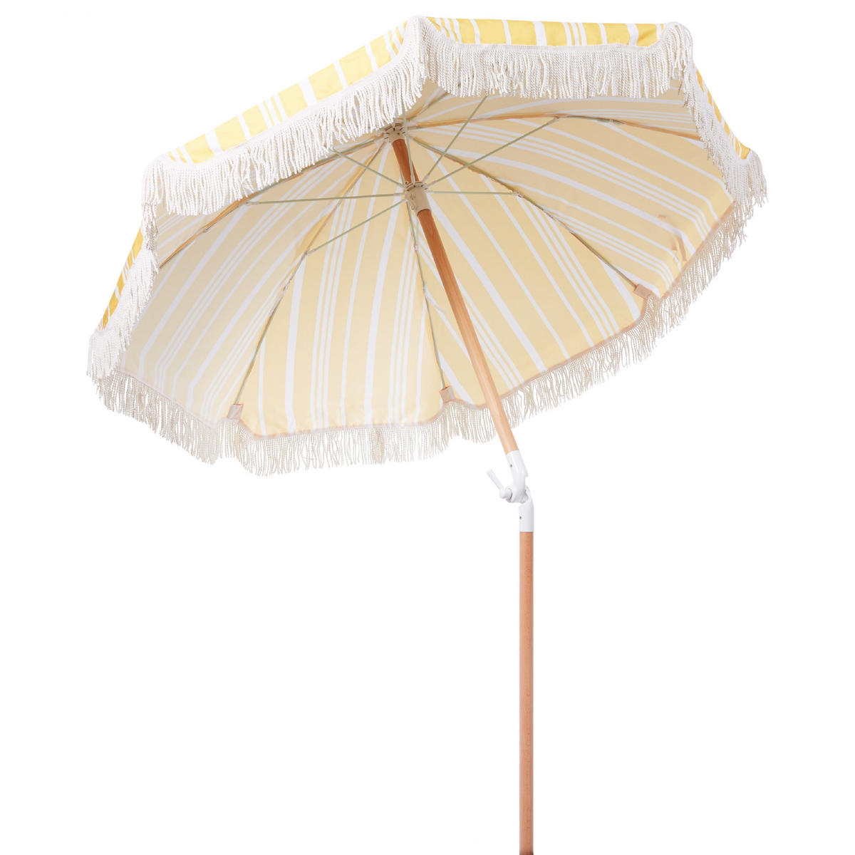SONNENSCHIRM gelb/weiß mit Volant 150 cm Mondello - Hellbraun/Gelb, Textil (150/150cm) - Beliani