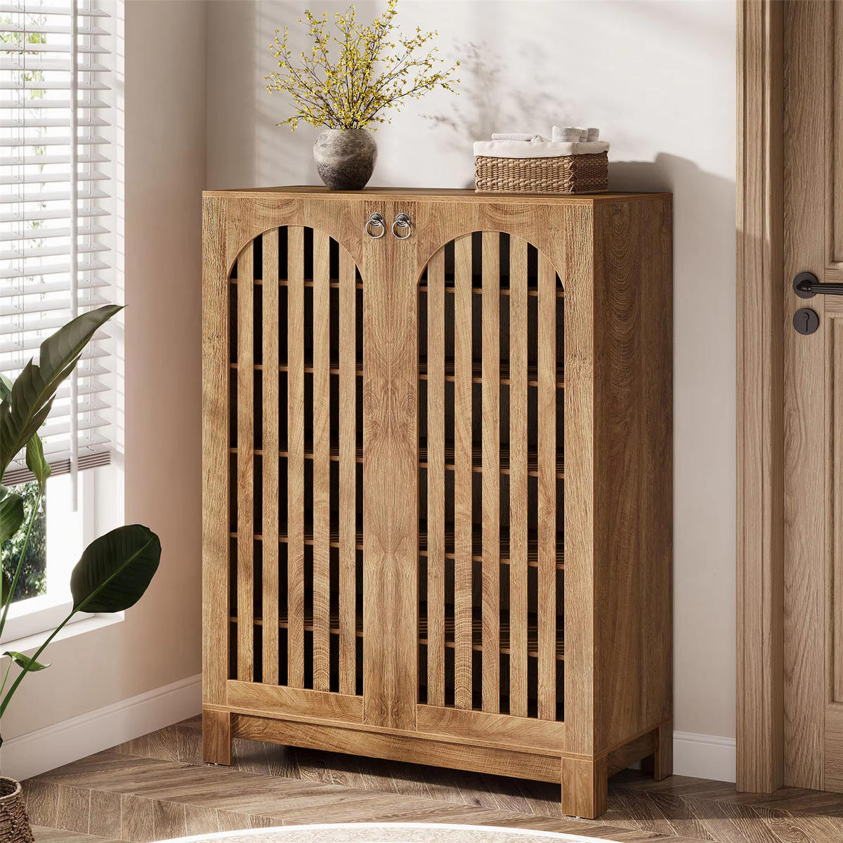 SCHUHSCHRANK 6 Ebenen mit verstellbaren Böden - Naturfarben, Holz (73/109/35cm) - Kaket