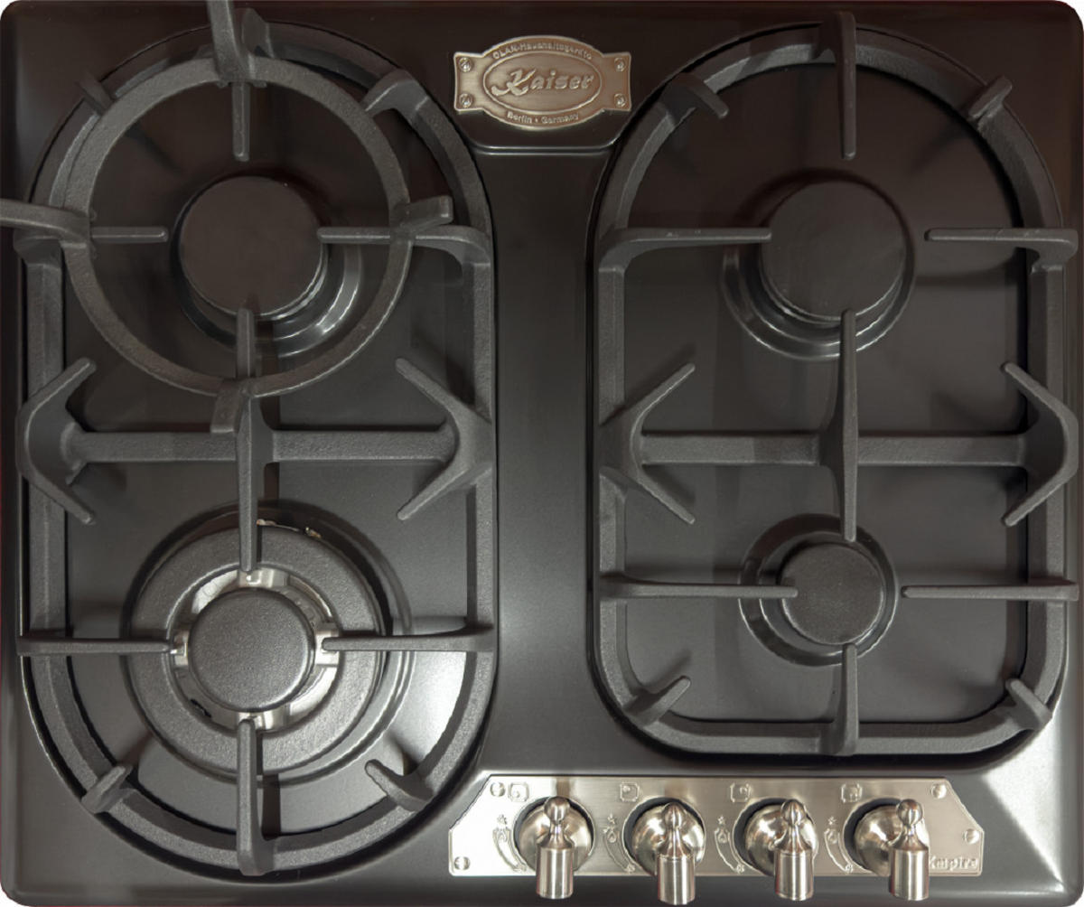 BACKOFEN-SET Elektro Backofen 60 cm EH 6355 Em Sil+KG 6325 Em Sil Turbo Gaskochfeld 60 cm - Schwarz, Metall (59.4/59.4/56.6cm) - Kaiser Küchengeräte