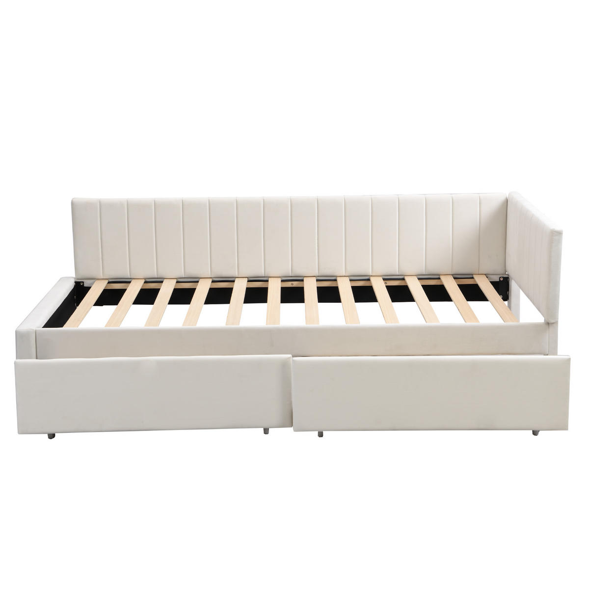POLSTERBETT 90x200 cm Schubladen beige - Beige, Textil (90/200cm) - Fortuna Lai