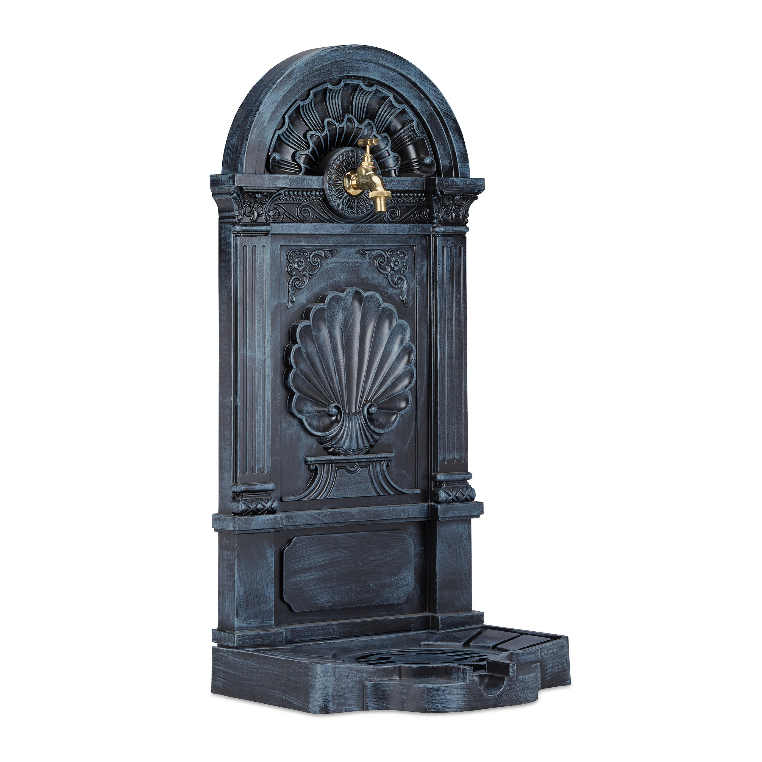 STANDBRUNNEN - Grau, Metall (33/39/83cm) - Relaxdays