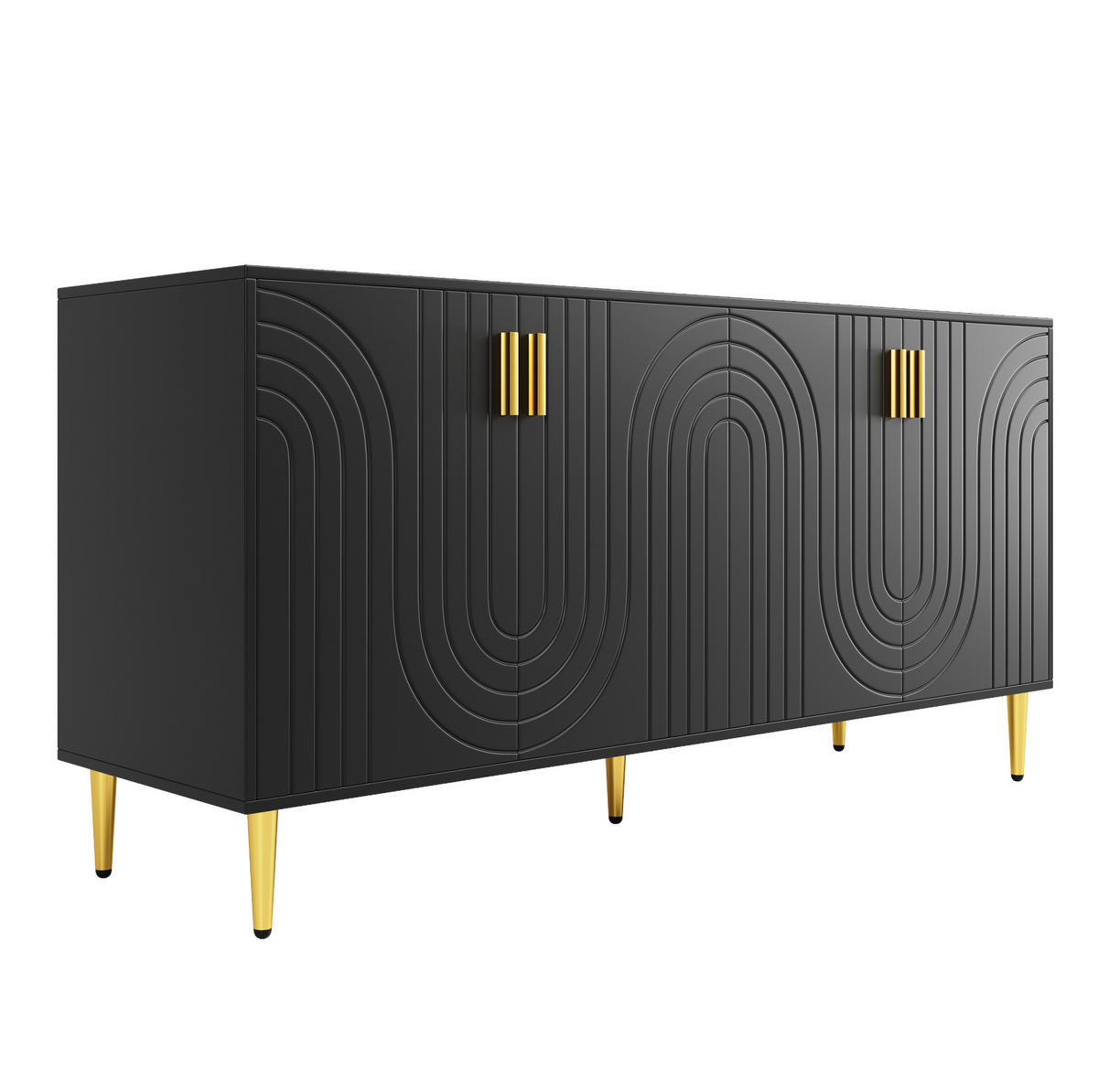 SIDEBOARD mit Stauraum 152 x 40 x 75 cm MDF Schwarz - Schwarz, Holzwerkstoff (152/75/40cm) - Meubliv