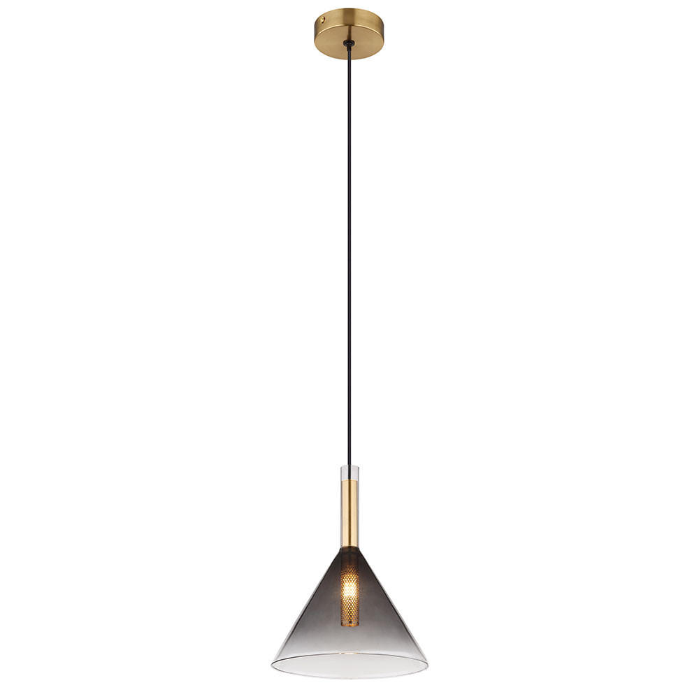 HÄNGELEUCHTE, Metall, Messingfarben, LED - Schwarz, Glas (20/20/120cm) - Globo Lighting