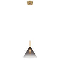 HÄNGELEUCHTE, Metall, Messingfarben, LED - Schwarz, Glas (20/20/120cm) - Globo Lighting