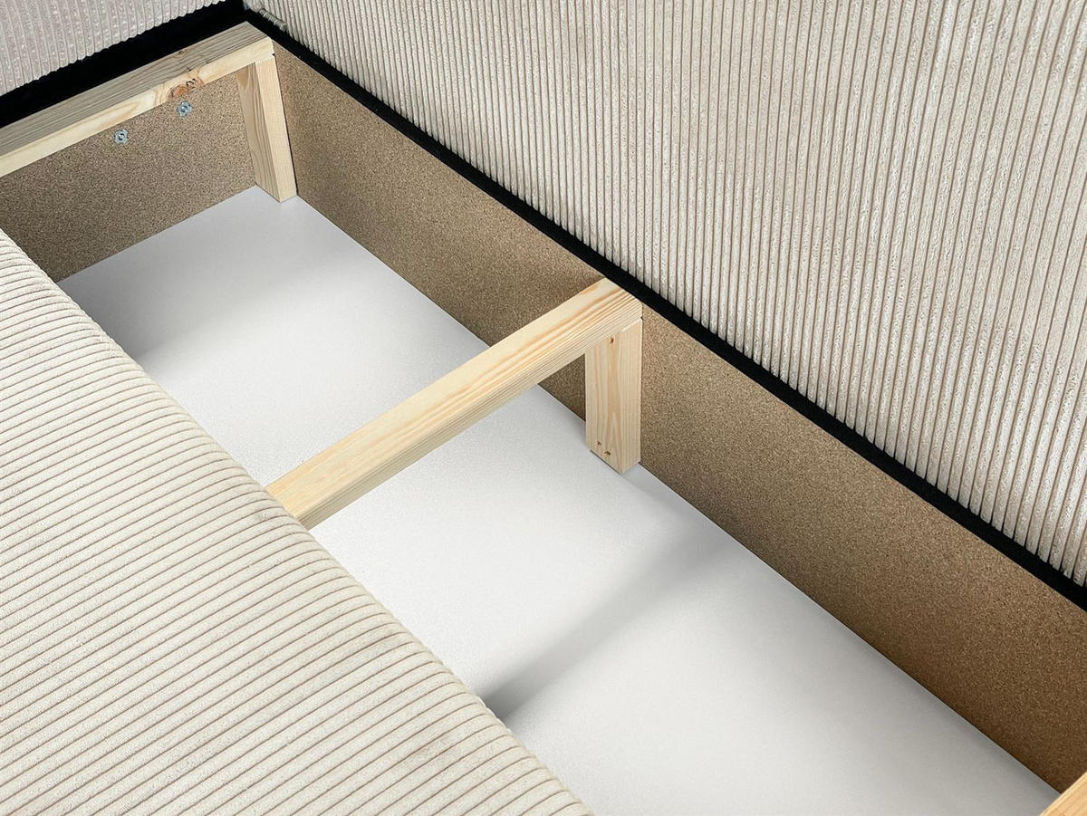 WOHNLANDSCHAFT Gepolstertes CARLO U Cord mit Schlaffunktion und Bettkasten, Poso 100 - Ecru, Textil (315/83/143cm) - Lookway