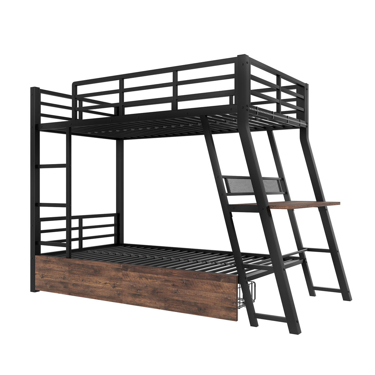 HOCHBETT 90/200 cm aus Metall mit LED-Leiste, Schreibtisch, Schwarz - Schwarz, Metall (90/200cm) - OKMYHOME