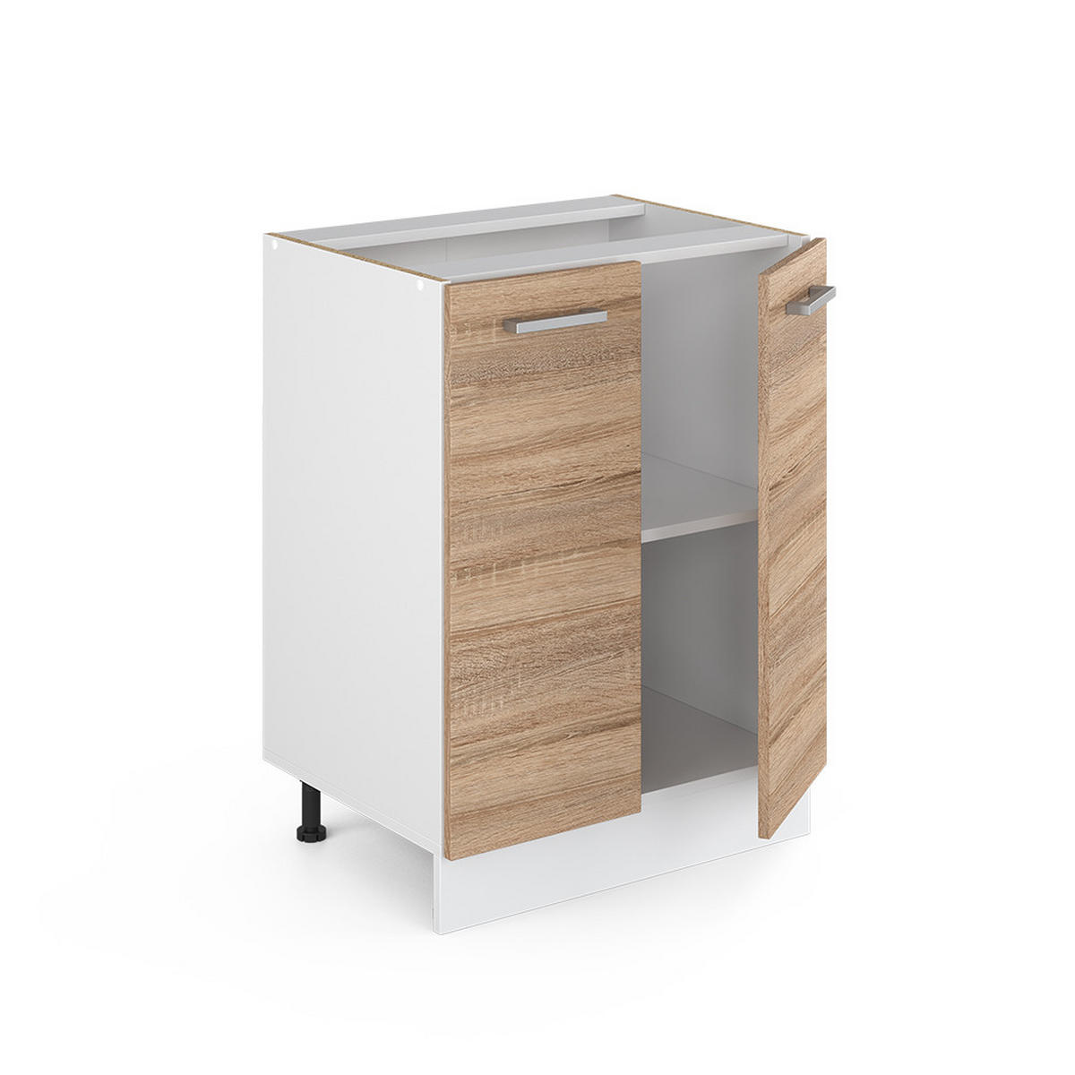 UNTERSCHRANK R-Line Sonoma 60 cm mit Türen, ohne AP - Weiß/Sonoma Eiche, Holzwerkstoff (60/81.6/46cm) - Vicco