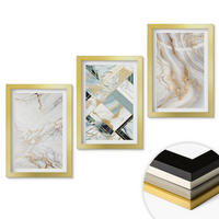 WANDBILDER 3er Set - 20x30 cm Goldrahmen - Elegante Marmormuster - Goldfarben, Kunststoff (20/30cm) - ArtPrintCave